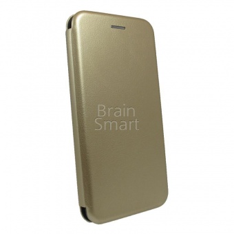 Книжка кожа Brauffen Samsung A605 (A6 Plus 2018) Золотой тех.упак - фото, изображение, картинка