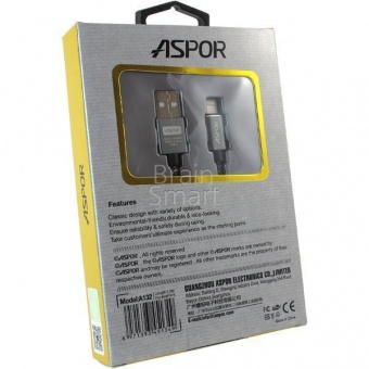 USB кабель Lightning Aspor A132 трос (1,2м) (2.4A) Черный - фото, изображение, картинка