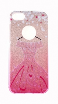 Накладка силиконовая Shine iPhone 5/5S/SE блестящая Платье розовое Золотой - фото, изображение, картинка