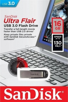 USB 3.0 Флеш-накопитель 16GB Sandisk Ultra Flair металл Чёрный* - фото, изображение, картинка