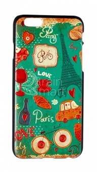 Накладка пластиковая Soft touch с рисунком iPhone 6s Paris - фото, изображение, картинка