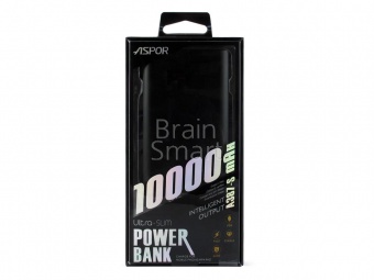 Внешний аккумулятор Aspor Power Bank A387S Алюминий 10000 mAh Черный - фото, изображение, картинка