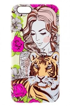 Накладка силиконовая Umku iPhone 6 Девушка с тигром(5) - фото, изображение, картинка
