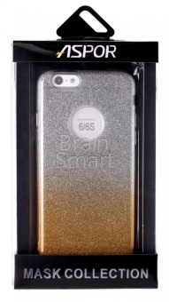 Накладка силиконовая Aspor Mask Collection Песок с отливом iPhone 6 Серебряный/Золотой - фото, изображение, картинка