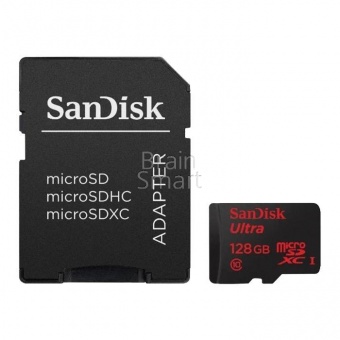 MicroSD 128GB SanDisk Class 10 Ultra UHS-I (80 Mb/s) + SD адаптер - фото, изображение, картинка