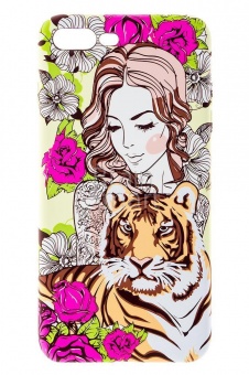 Накладка силиконовая Umku iPhone 7 Plus/8 Plus Девушка с тигром(5) - фото, изображение, картинка