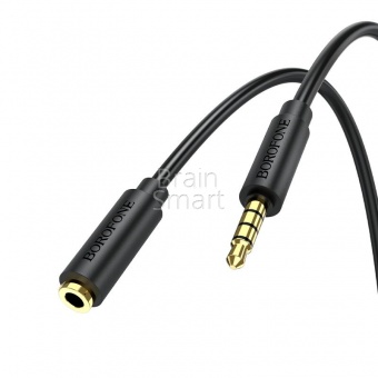 AUX кабель Borofone BL12 Удлинитель Audio Extension Cable Male to Female (2м) Черный - фото, изображение, картинка