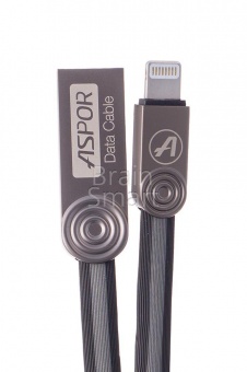 USB кабель Lightning Aspor AC-16 TOE material (1,2м) (2,4A) Черный - фото, изображение, картинка