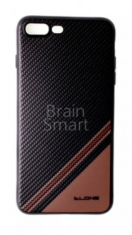 Накладка силиконовая Dlons iPhone 7 Plus/8 Plus под карбон Черный/Коричневый - фото, изображение, картинка