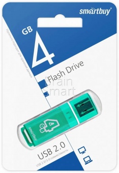 USB 2.0 Флеш-накопитель 4GB SmartBuy Glossy Зеленый* - фото, изображение, картинка