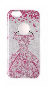 Накладка силиконовая Shine iPhone 6 блестящая Платье красное Серебряный - фото, изображение, картинка