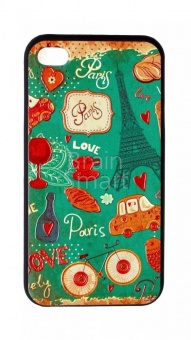 Накладка пластиковая Soft touch с рисунком iPhone 4/4S Paris - фото, изображение, картинка