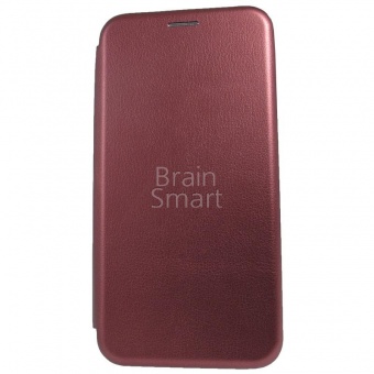 Книжка кожа Brauffen Samsung A750 (A7 2018) Бордовый тех.упак - фото, изображение, картинка