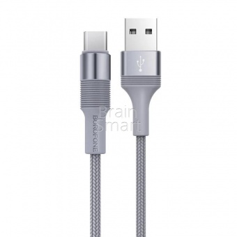 USB кабель Type-C Borofone BX21 Nylon 3,0A (1м) Серый* - фото, изображение, картинка