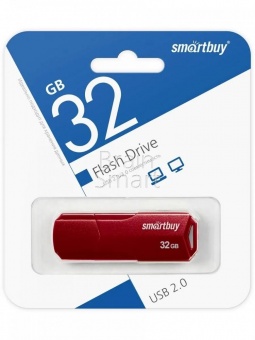 USB 2.0 Флеш-накопитель 32GB SmartBuy Clue Бордовый - фото, изображение, картинка