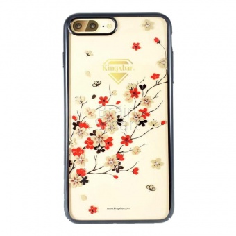 Накладка пластик Kingxbar Sakura Series Swarovski iPhone 7/8/SE Черный - фото, изображение, картинка
