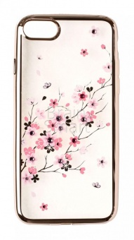 Накладка силикон Girlscase (Kingxbar) Sakura Series Swarovski iPhone 7/8/SE Золотой1 - фото, изображение, картинка