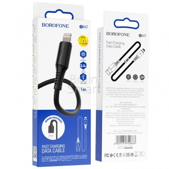 USB кабель Lightning Borofone BX47 2.4A (1м) Черный* - фото, изображение, картинка