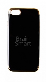 Накладка силиконовая Hoco Obsidian series iPhone 7/8/SE Черный/Золотой - фото, изображение, картинка
