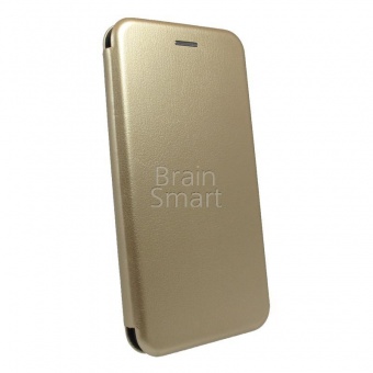 Книжка кожа Brauffen Samsung J810 (J8 2018) Золотой тех.упак - фото, изображение, картинка