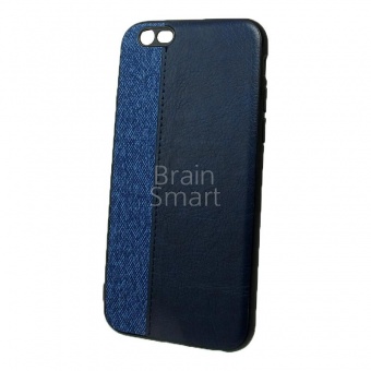 Накладка силиконовая iPhone 6/6S джинс/кожа Синий - фото, изображение, картинка
