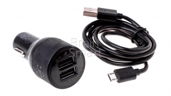 АЗУ Belkin 2USB + кабель Micro (2.1А) (1.2м) Черный - фото, изображение, картинка
