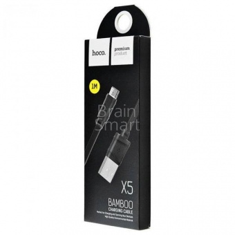 USB кабель Micro HOCO X5 Bamboo (1м) Черный - фото, изображение, картинка