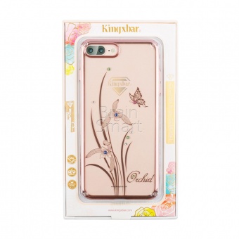 Накладка пластик Kingxbar Foliflora Series-Orchid Swarovski iPhone 7 Plus/8 Plus Розовый - фото, изображение, картинка