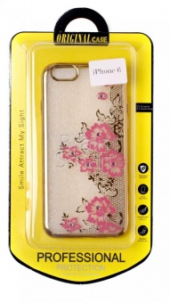 Накладка силиконовая Swarovski со стразами iPhone 6 (06) Золотой/Розовый - фото, изображение, картинка