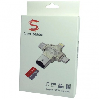 USB/CardReader R010 iReader металл microSD для Apple/Android (Lightning, microUSB, Type-C) - фото, изображение, картинка