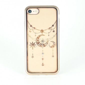 Накладка силикон Girlscase (Kingxbar) Twinkling Stars Series-Moon Swarovski iPhone 7 Plus Золотой2