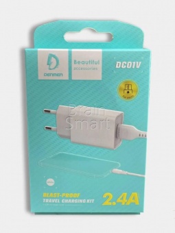СЗУ Denmen DC01V 1USB + кабель Micro (2,4A) Белый - фото, изображение, картинка