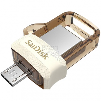 USB 3.0 Флеш-накопитель 32GB Sandisk Ultra Android Dual Driver OTG Белый/Золотой - фото, изображение, картинка