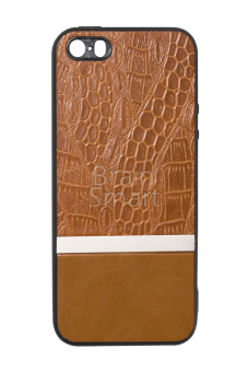 Накладка силиконовая под кожу змеи с магнитом iPhone 5/5S/SE Св. Коричневый - фото, изображение, картинка