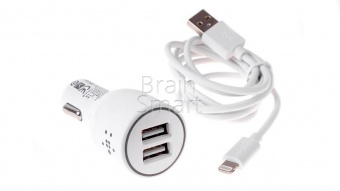АЗУ Belkin 2USB + кабель Lightning (2.1А) (1.2м) Белый - фото, изображение, картинка