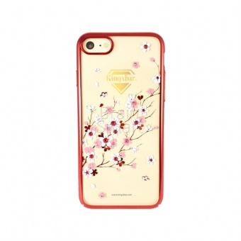 Накладка пластик Kingxbar Sakura Series Swarovski iPhone 7/8/SE Красный - фото, изображение, картинка