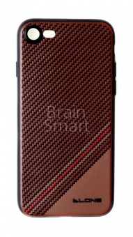 Накладка силиконовая Dlons iPhone 7/8 под карбон Коричневый - фото, изображение, картинка