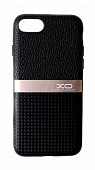Накладка силиконовая XO iPhone 7/8/SE кожа карбон с метал. вставкой Черный
