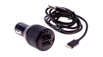 АЗУ Belkin 2USB + кабель Lightning (2.1А) (1.2м) Черный - фото, изображение, картинка