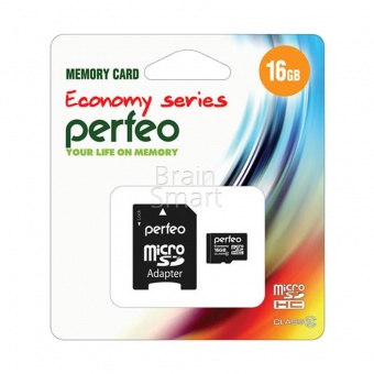 MicroSD 16GB Perfeo Class 10 + SD адаптер - фото, изображение, картинка