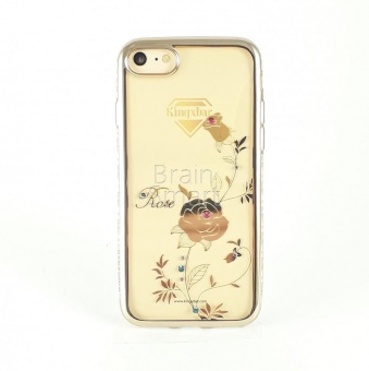 Накладка силикон Girlscase (Kingxbar) Foliflora Series-Rose Swarovski iPhone 7 Золотой1