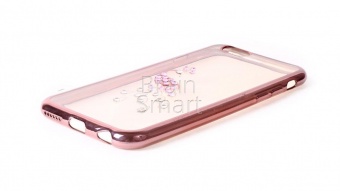 Накладка силиконовая Swarovski со стразами iPhone 6 Павлин Розовый - фото, изображение, картинка