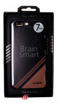 Накладка силиконовая Dlons iPhone 7 Plus/8 Plus под карбон Черный/Коричневый - фото, изображение, картинка