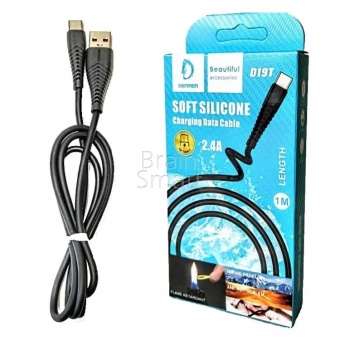 USB кабель Type-C Denmen D19T Soft Silicone (1м/2.4A) Черный - фото, изображение, картинка