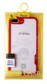Накладка силиконовая Oucase Pretty Series iPhone 7 Plus/8 Plus Красный/Прозрачный - фото, изображение, картинка