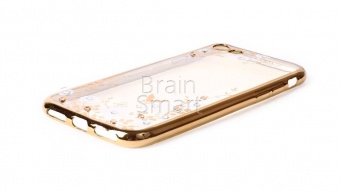 Накладка силиконовая Swarovski со стразами iPhone 7/8 (003) Золотой/Белый - фото, изображение, картинка