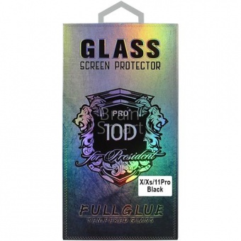 Защитное стекло Bingo 10D Full Glue Premium iPhone X/XS/11 Pro Черный (сетка для динамика) - фото, изображение, картинка