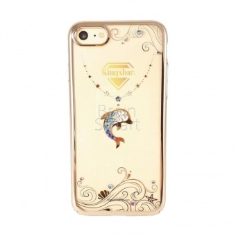 Накладка пластик Kingxbar Sea World Series-Dolphin Swarovski iPhone 7/8/SE Золотой - фото, изображение, картинка