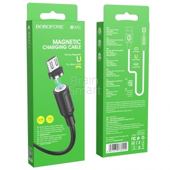 USB кабель Micro Magnetic Borofone BX41 Amiable (1,2м/2,4A) Черный - фото, изображение, картинка