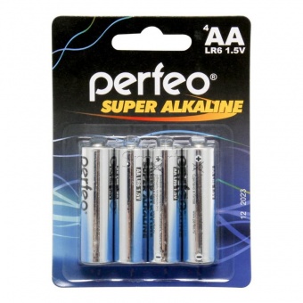 Эл. питания Perfeo LR6 Super (4 шт/блистер) Alkaline - фото, изображение, картинка